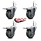 Service Caster 4'' Gray Polyurethane Swivel 7/16'' Stem Caster Set with Total Lock Brake, 4PK SCC-GRTTL20S414-PPUB-716138-4 - alternate 3